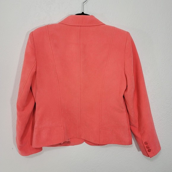 Laura Petite Blazer Size 6 Jacket Coral Three Button Double Breasted - Picture 2 of 9